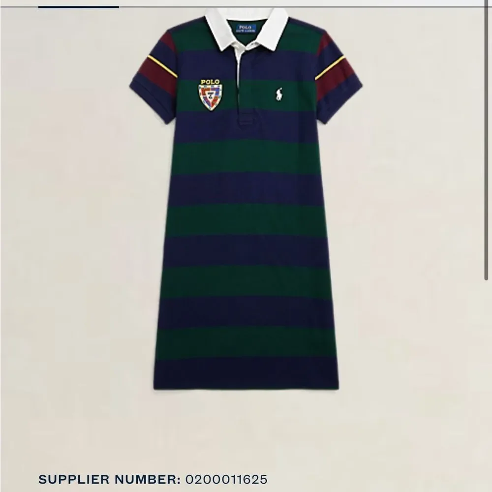 Polo Ralph Lauren Girl's Striped Stretch Mesh Rugby Dress Large Preppy Academia